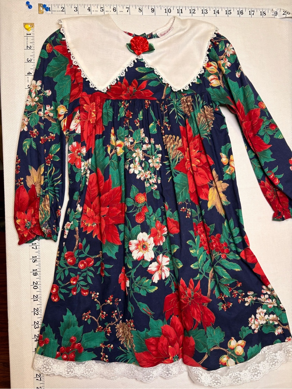 Vintage 1990s Bryan & Co. Girls Christmas Floral Dress Size 6X